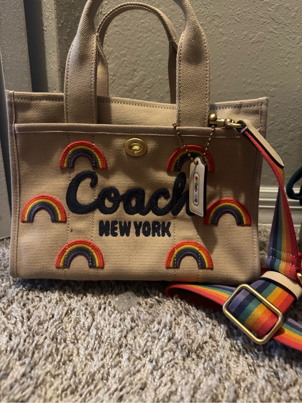 Coach New York Rainbow Canvas Tote Bag